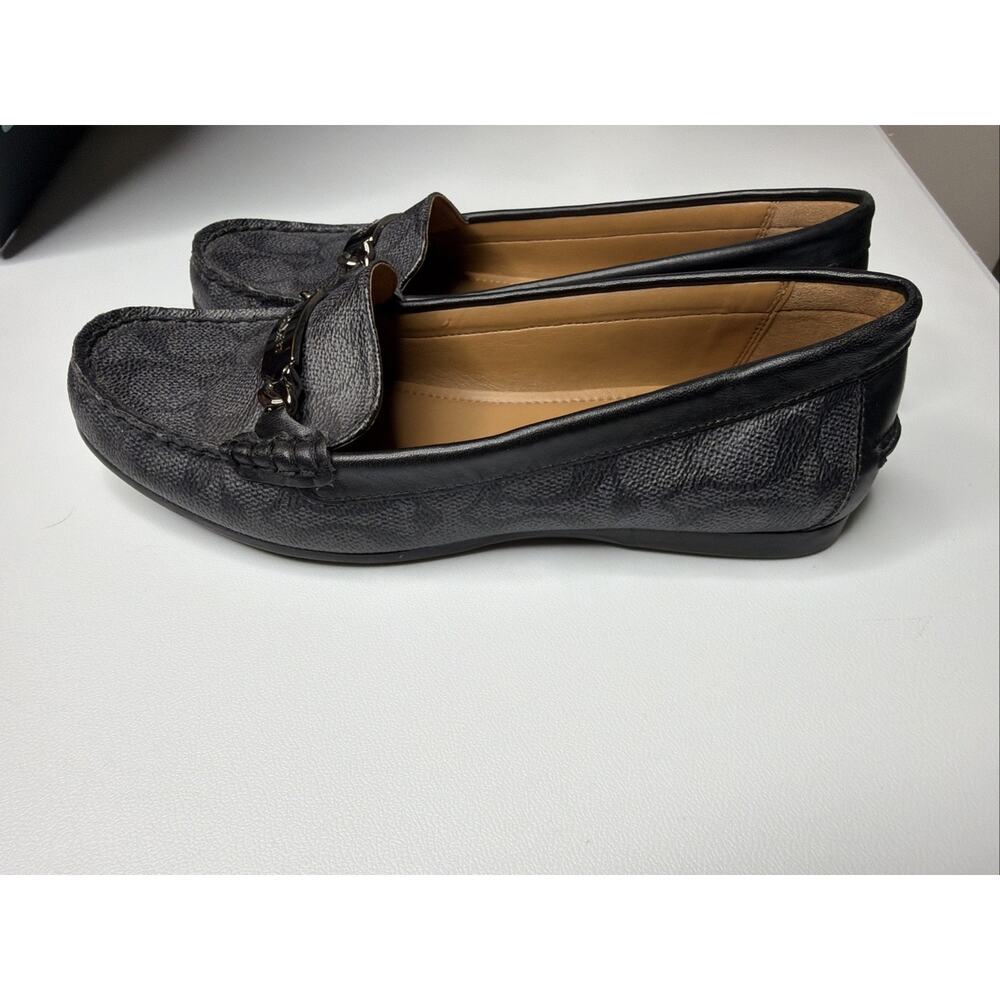 COACH Signature Olive 6.5B Jacquard Black & Smoke Women's Driving Loafer Logo - Picture 5 of 10
